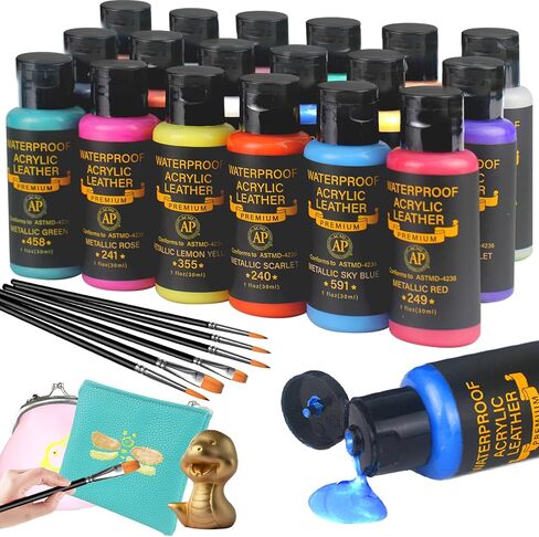 Leather Paint Set, 7 Neon Colors Acrylic Leather Paint for Shoes | Leather Accessories | Premium Shoe Paint Kit for Sneakers | Bags | Purses | Waterproof, Flexible, Long-Lasting Sneaker Paint Kits in Saudi Arabia