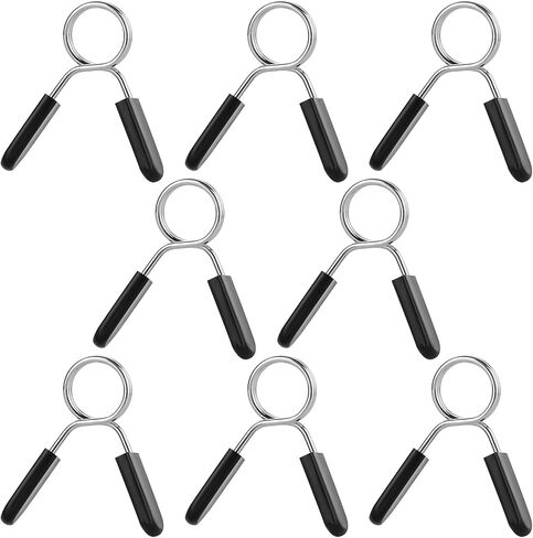 Weight Clips for Bars, 8 Pcs 1 Inch Barbell Clamps Stainless Steel Bar Clips Weight Lifting Spring Collar Clips with Easy-Grip Handle for Strength Training Gym Equipment Accessory in Saudi Arabia