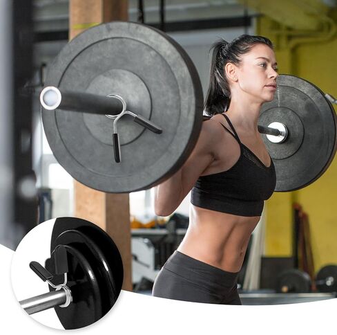 Weight Clips for Bars, 8 Pcs 1 Inch Barbell Clamps Stainless Steel Bar Clips Weight Lifting Spring Collar Clips with Easy-Grip Handle for Strength Training Gym Equipment Accessory in Saudi Arabia