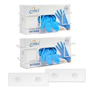 Glove Box Holder, Disposable Glove Dispenser Wall Mount, 2 Pack Metal Glove Dispenser Wire Rack Box for Organizer Rubber Latex Gloves Masks Facial Tissue Two Size (Large+Small)