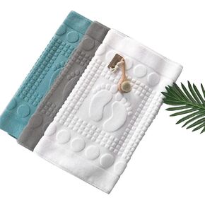 Bath Mats [Not a Bathroom Rug] Cotton Banded Machine Washable Shower Bathroom Floor Towel Terry Towelling Tub Shower Bathroom Mat (Feet Grey)
