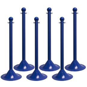 Mr. Chain Stanchion, Blue, 41-Inch Height, 2-Inch Diameter Pole, Pack of 6 (91506-6)