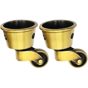 2Pcs Vintage Zinc Alloy Swivel Caster Wheels, Universal Furniture Caster Wheels Metal Pulley Wheels for Bed Cabinet Chair Patio Table Sofa 1-3/4 Inch OD Antique Brass Bronze