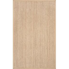 nuLOOM 4x6 Elijah Seagrass Area Rug, Beige, Solid Farmhouse Style, Cotton Bordered, Basketweave, Natural Fiber, For Bedroom, Dining Room, Living Room, Hallway, Office, Kitchen, Entryway