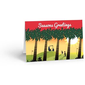 Stonehouse Collection |Christmas Golfing At Sunset Holiday Cards |18 Golf Christmas Cards & Envelopes (Golfing at Sunset)