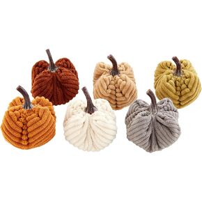 Mud Pie Corduroy Mini Pumpkin Vase Filler Set, 2" x 2 1/2" Dia, Multi