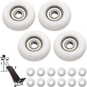 Qty.4 Machined Wheels/Rollers 626Z Ball Bearing for Total Gym Wheels/Rollers 2000, 3000, 3000 XL, and a Few Very Early XL, Platinum Plus, Pro, Supra (White)