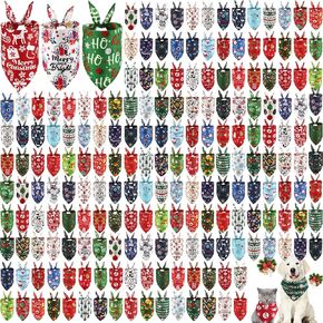 Kacctyen 200 Pcs Dog Bandana Bulk for Groomers Spring Summer Triangle Bandana with Flowers Patterns Soft and Adjustable Holiday Kerchief Scarf for Small Medium Large Dogs Cats Pets Grooming