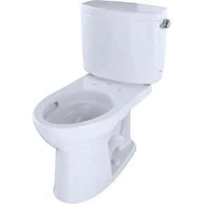 TOTO CST454CEFRG#01 Drake II Two-Piece Elongated 1.28 GPF Universal Height Toilet with CEFIONTECTand Right-Hand Trip Lever, Cotton White