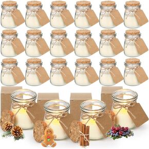 MTLEE 24 Pcs Jars Candle Scented Candle Gift Natural Wax Candles with DIY Tag Cards for Thanksgiving Christmas Wedding Baby Shower Party Favors Home Decor(Winter/Forest/Cider/Warm)