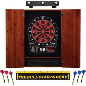 Viper Electronic Dartboard, Metropolitan Cinnamon Cabinet & Shadow Buster Dartboard Light Bundle