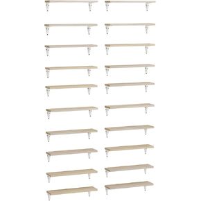 Wallniture Arras 17"x4.5" Floating Shelves for Wall, Shelves for Garage Storage, Wall Bookshelf, Pantry & Kitchen Shelving, Wall Shelves for Living Room, Natural Wood, Set of 20
