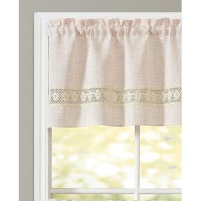 GOHD Yesterday Again Straight Valance with Hollow Crochet lace,Simple and Unique Valance,Vintage Chic Textured Valances(Swag,Beige)