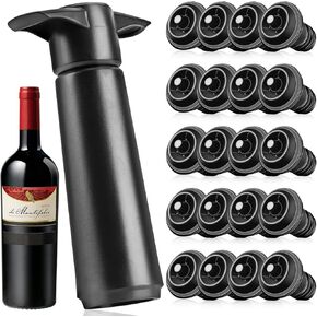 20 PCS Wine Stoppers with Wine Saver Pump,Wine Bottle Stopper Set Reusable Vacuum Sealer, Wine Preserver,Vacuum Pump Wine Keeper Wine Saver Pump for Kitchen Office Home Bar Favor Supplies (21 pieces)