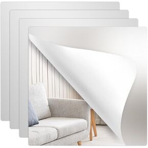 Elffloor Wall Mirror Tiles Self Adhesive 7.8'' x 7.8''(4PCS), Acrylic Mirrors for Wall Shatterproof, Flexible Mirror Tiles for DIY Home Wall Decor