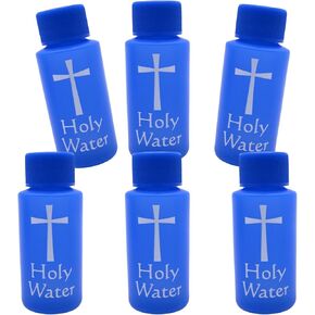Wowser Set of 6 Blue 1 oz Holy Water Bottles – Ideal for Churches, Religious Events, Weddings, and Baptisms
