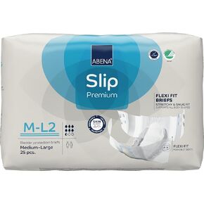 Abena Slip Flexi-Fit Premium Incontinence Briefs, Level 2, (Medium to Extra Large), Medium/Large, 25 Count