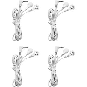Premium Tens Replacement Lead Wires 3.5 mm Plug to Two 3.5 mm Snap Connectors (4 Pack)
