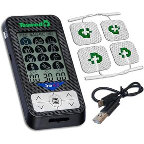 TESMED Trio 6.5: USB-Rechargeable TENS Unit for Pain Relief & EMS Muscle Stimulator, 36 Programs, 40 Intensity Levels, 4 Electrodes - EMS, TENS, and Massage - Ideal for Fitness and Pain Therapy