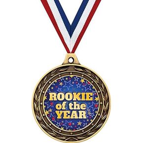 Rookie of The Year Gold Duo Medal, 3" Rookie Prizes, Kids Rookie Trophy Medal Awards Prime