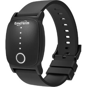 EmeTerm Explore FDA-Cleared Galaxy Black Anti-Nausea Wristband IP67 Waterproof Morning Motion Travel Sickness Vomit Relief Rechargeable Classic Strap Design No Gel Drug Free Without Side Effects