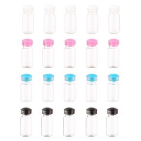 20Pcs 1ML Clear Mini Glass Jars Bottles with Rubber Stoppers Wishing Jar Vials Container Empty Sample Glass Bottles Jars Drifting Bottle for Message Weddings Wish Jewelry Party Favor