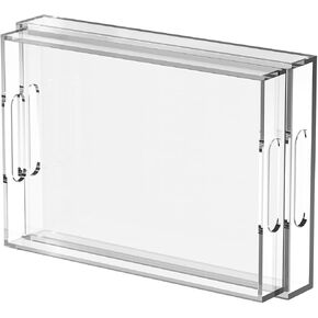 2 Pack Acrylic Serving Tray with Handles-17x12Inch-Clear Decorative Tray for Appetizer,Breakfast-Cuounter Organizer Tray for Ottoman Coffee Tray