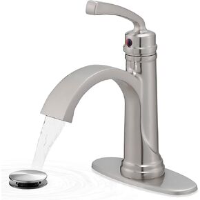 Brass Oil Rubbed Bronze Bathroom Faucet Single Handle, Waterfall Bathroom Sink Faucet 1 Hole or 4 Inch 3 Hole, Bathroom Vanity Faucets, Modern Bath Sink Faucet with Drain, No Bend Deck Plate in Saudi Arabia