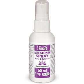 Supersmart - Melatonin Spray 1mg per Day (Fast Action & Timed Release) - Natural Pepper Mint Flavor - Melatonin Spray for Sleep | Non-GMO & Gluten Free - 60 ml