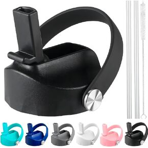 Straw Lid for Hydro Flask Wide Mouth, Lids with Straw for Hydroflask Wide Mouth 32 40 oz, Top Replacement Cap Sport Lid, Black