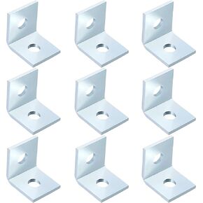 2 Hole L Shaped 90 Degree Angle Connector Bracket, Thickness 4.8 mm, Fit for 1/2" Bolt in 1-5/8" Strut Channel, Steel Galvanized, 10 Pack