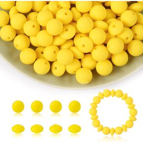 100Pcs Silicone Beads, 12mm Silicone Beads for Keychain Making Rubber Silicone Focal Beads Bulk Loose Beads for Pens Necklace Bracelet Crafts Making (White)