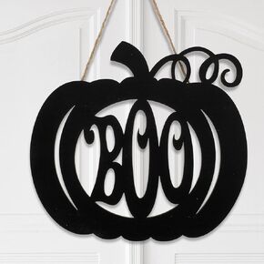 Halloween Door Hanger Black Boo Door Sign Decor Round Wood Hanging Sign Personalized Rustic Door Hanger Sign Wooden Halloween Wall Hanging Sign for Home Outdoor Indoor Decoration (Witch Style)