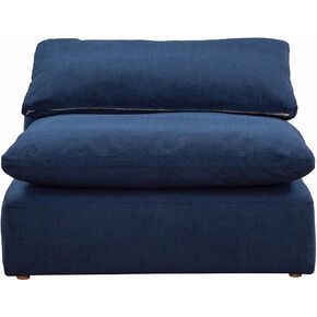 Sunset Trading Contemporary Puff Collection Slipcover Only for 44" Square Modular Couch Armless Chair| Stain-Proof Water-Resistant Washable Performance Fabric/Oversized Sofa Sectional Cover/Navy Blue