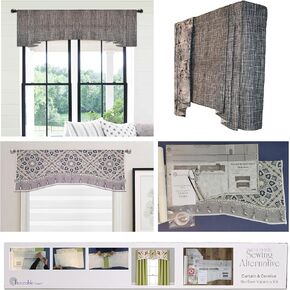Traceable Designer; Short Curtain; Rod Pocket Cornice Valance; Patented Sewing Alternative; Kit; Make Custom No-Sew Window Treatments for Bedroom/Living Room/Kitchen; Lined; Room Darkening; Farmhouse