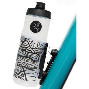 Peaty's Fidlock Lockin Magnetic Bike Water Bottle & Mount, Crown/Clear, 600 ml/ 20 oz.