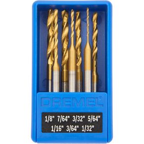 Dremel 628HP 7 Piece Titanium-Coated Rotary Drill Bit Set - Ideal for Wood and Soft Metals Drilling