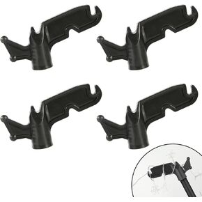 4pcs Plastic Utility Hook, 3/4 inch Screw on Pole Hook Attachment Multi Purpose Extension Pole Hook for Threaded Poles Hanging Christmas Light Strings Bird Feeders Rope (Black)