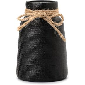 Black Vase -Flower Vase, Small Vases for Décor, Ceramic Vase for Shelf Décor, Table Décor, Decorative Vase for Bookshelf, Fireplace Mantle, Office, Centerpieces, Petite Farmhouse Décor