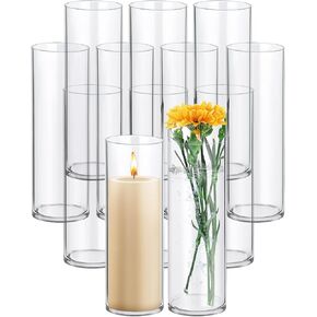 6 Pack Glass Cylinder vases for Centerpieces, 16 Inches Tall Clear Flower Vase, Hurricane Floating Candle Holder for Table Centerpiece Wedding Home Decor