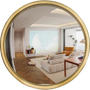 12" Gold Round Convex Mirror, Small Circle Wall Mirror with Thick Metal Framed, Round Decorative Wall Mirror for Bathroom, Vanity