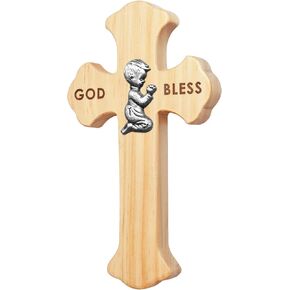 Baptism Gifts for Girl Boy, Prayerful Wood Cross Blessing Boy Baptism Crosses for First Holy Communion Christening and Dedication Baptismal Gifts from Godparents
