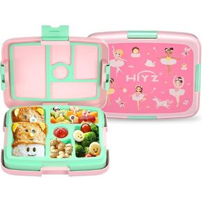 HiYZ Unicorn Bento Box for Kids, kids lunch box with 5-Compartment, Kids bento Lunch Box for ages 3-7, Leak-Proof, Durable, lunch box containers for Kid Back to School Meals, Snack Packing, Travel