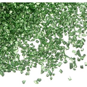 HARFINGTON 40g Crushed Glass Chips 1-3mm Shiny Electroplating Irregular Broken Sprinkles Chunky Glass for Crafts DIY Resin Art Decoration Vase Filler, Lake Green