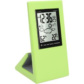 VGEBY Weather Forcast Clock, Solar Powered LCD Display Clock with Temperature Humidity for Home School Office