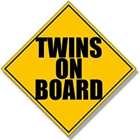 Twins ON Board Diamond Shaped Sticker (Fun Funny Decal) (5 x 5 inch)
