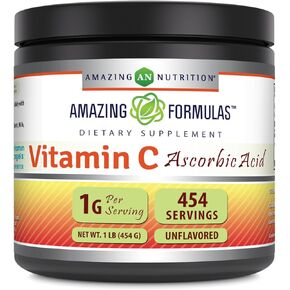 Amazing Formulas Vitamin C Supplement (Non-GMO, Vegan) - Promotes Immune Function* - Supports Healthy Aging* - Supports Overall Health & Well-Being* (Powder, 1 Lb)