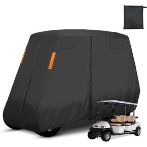 600D Heavy Duty 6 Seater Golf Cart Cover, Extra Large 138L 48W 66H Inches Club Car Cover, Waterproof Extended Roof Golf Cart Storage Cover for 6 Passenger Cart(4 Seaters with 2 Bench Seats)