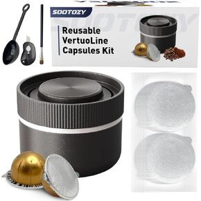 Reusable Pods for Nespresso Capsules VertuoLine, 100pcs Refillable Aluminum Covers Foil Seals Lids (Pods Not Included), Compatible for Nespresso VertuoPlus Espresso Machine