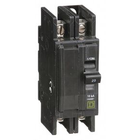 Square D Unit Mount Circuit Breaker, QOU, Number of Poles 2, 20 Amps, 120/240VAC, Standard